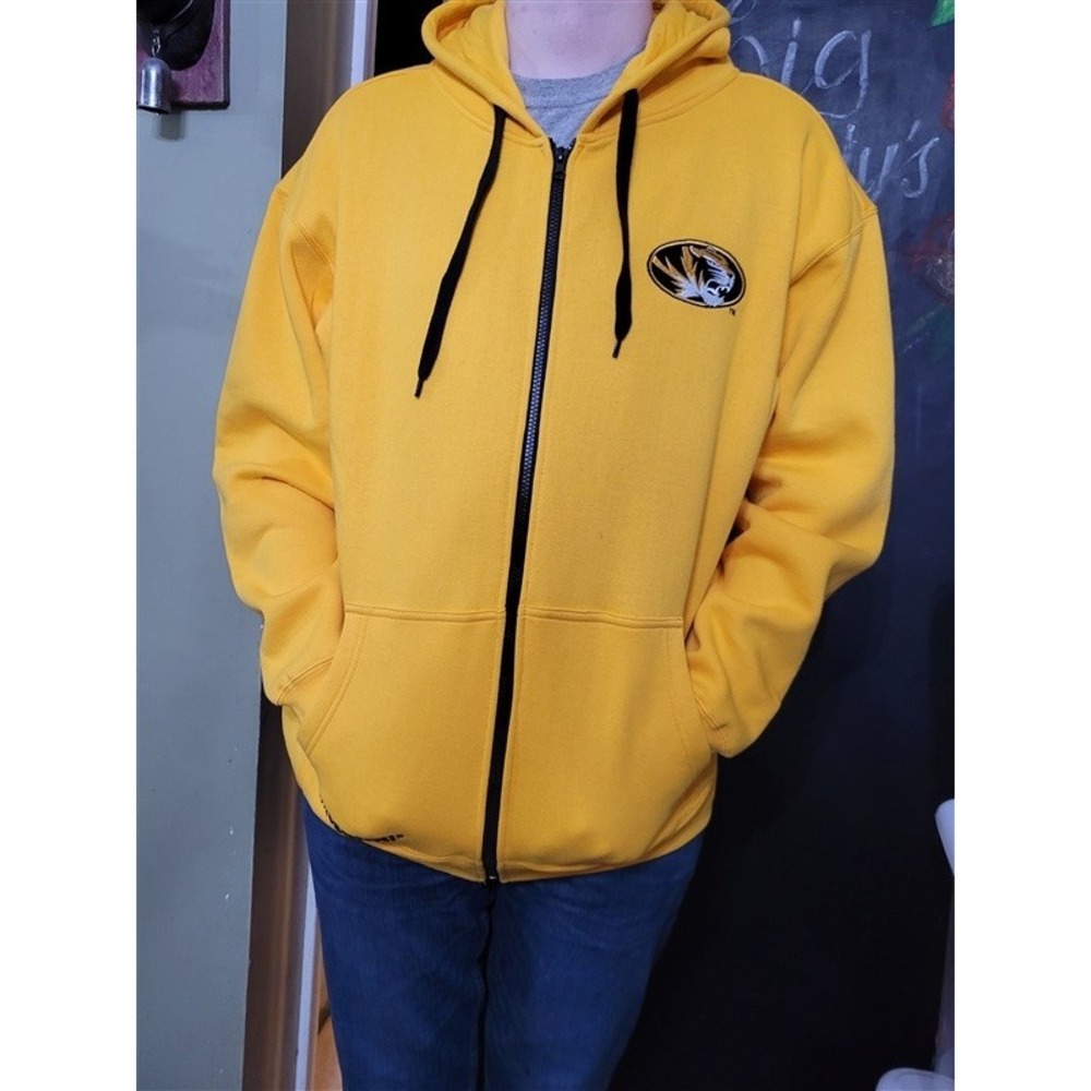 NWT E5 L Yellow Missouri MU Tiger Baseline Full Zip Hoodie Jacket 122019